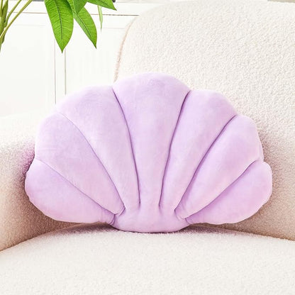 Uvvyui Lavender Velvet Shell Shaped Throw Pillow, 18x13 Inch, Plush, Modern, Indoor, Decorative Accents, Lounging, Gift