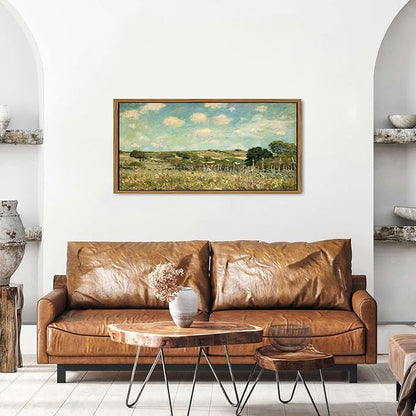 Farmhouse Framed Wall Art Country Barn Painting for Living Room Abstract Landscape Canvas Prints Vintage Nature Scenery Picture Rustic Classical Meadow Poster Artwork Bedroom Home Decorations 20x40