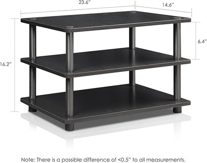 Furinno TURN-N-TUBE TV Stand, 3-Tier Corner Entertainment Center, Open Shelf Design TV Console for TV up to 25 Inch, Toolless Assembly, for Living Room, Bedroom, Blackwood