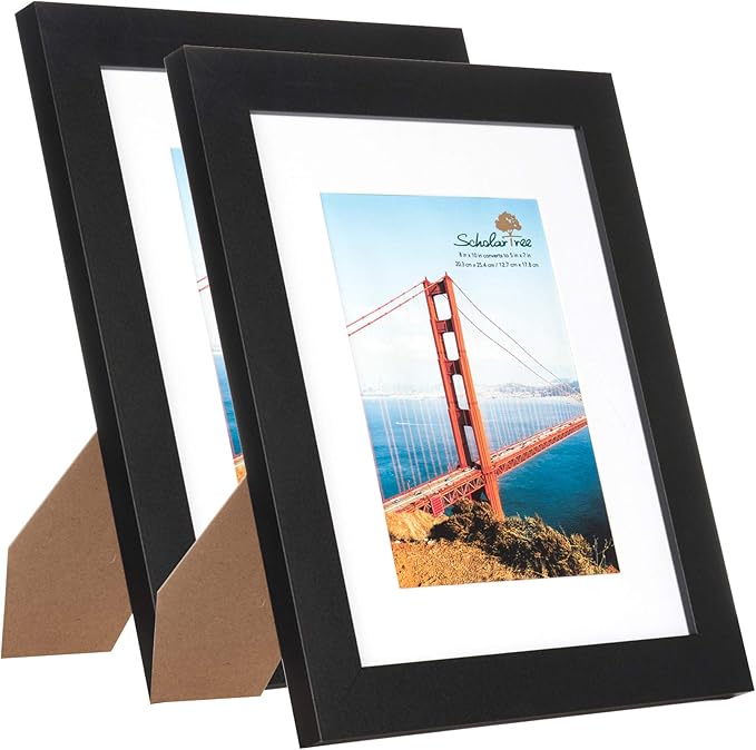 Rustic Picture Frame with Mat (Black, 8x10 inches)