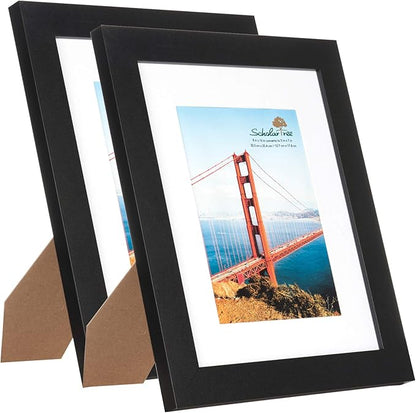 Rustic Picture Frame with Mat (Black, 8x10 inches)