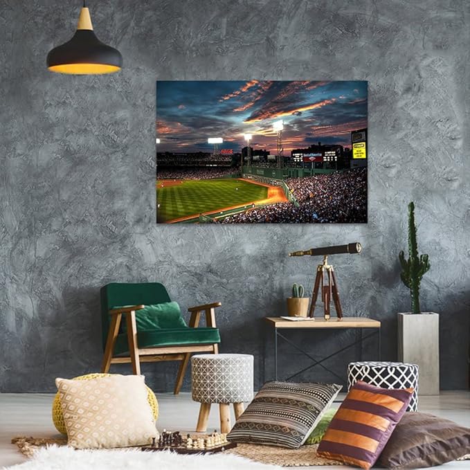 Yatsen Bridge Sports Court Prints Canvas Wall Art Modern Landscape Painting Artwork Picture for Living Room Office Home Decor House Warming Present Stretched Framed Ready to Hang (44" W x 28" H)