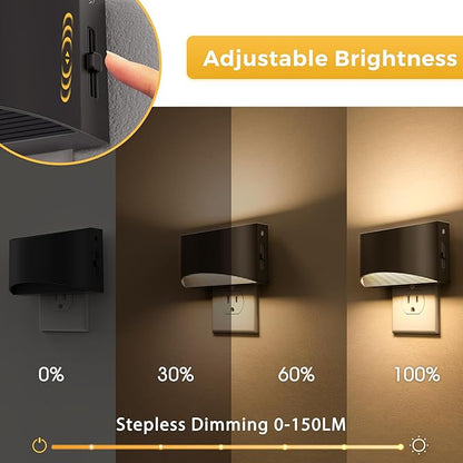 L LOHAS LED Night Lights Plug into Wall, 2 Pack Dimmable Modern LED Bright Night Light for Kids,Dusk to Dawn Sensor, 0-150LM Adjustable Brightness,Soft White 3000K, for Hallway Bedroom Stairway