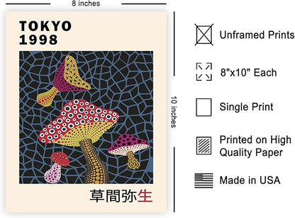 Poster Master Vintage Poster - Infinity Mushroom Print - Abstract Japanese Art - Gift for Men & Women - Pop Art Decor for Office, Bedroom or Living Room - 8x10 UNFRAMED