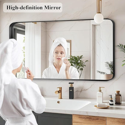 Fabuday Bathroom Wall Mirror Over Sink - 20x40 Inch Balck Framed Bathroom Mirrors for Vanity, Large Black Matte Mirrors for Bedroom, Restroom, Farmhouse, Entryway Decor