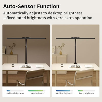 Architect Desk Lamp with Clamp, Eye-Caring Clip on Desk Lights for Home Office, Touch Control Dimmable LED Computer Light with Color Changing, 24W Bright Desktop Lamp for Drawing Crafts, Black