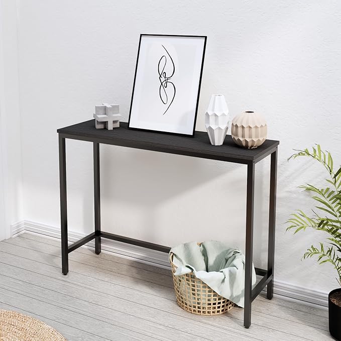 Timberer 39.4” Console Table, Hallway Entrance Table Sofa Table Behind Couch, for Living Room, Entryway, Easy Assembly, Accent Table, Black