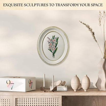 97 Decor White Vintage Wall Sculpture Decor - 3d Floral Wall Art, Unique Hancrafted Flower Sculptures, Elegant Gallery Art For Home Bedroom Kitchen Decorations