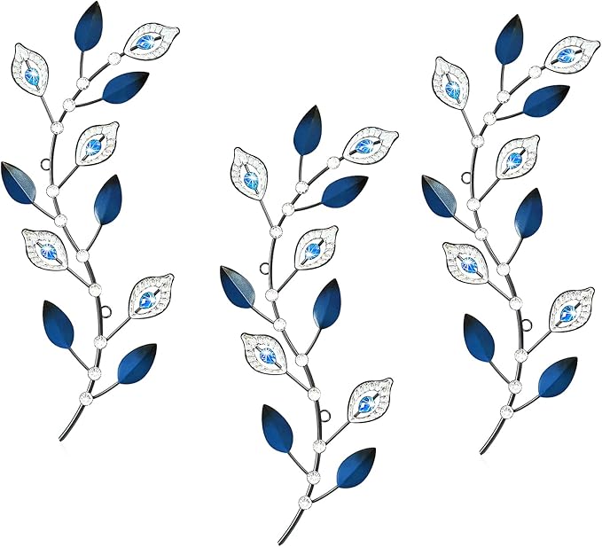 Cityelf 3 Set Crystal Leaf Wall Art Sculpture Iron Tree Leaves Branch Hanging Wall Décor Jeweled Bling Home Deor Acrylic Diamond Accent …