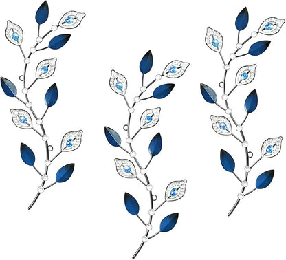 Cityelf 3 Set Crystal Leaf Wall Art Sculpture Iron Tree Leaves Branch Hanging Wall Décor Jeweled Bling Home Deor Acrylic Diamond Accent …