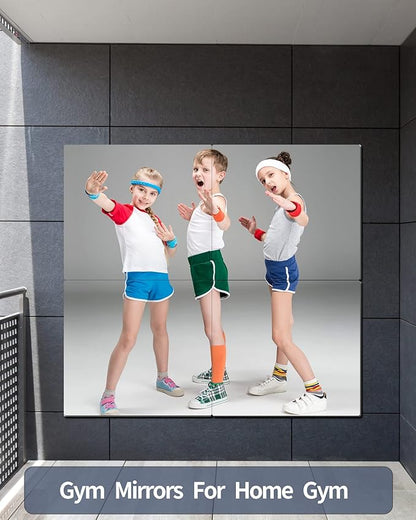 Wall Mirrors for Bedroom Door,Unbreakable Full Length Wall Mirrors Tiles,shatterproof Mirror for Kids 4 Pack 9.6" x9.6,Workout for Home Gym Body,Closet Mirror Wall Home Gym