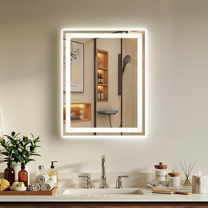24X30 LED Bathroom Mirror with Lights, Anti-Fog, Backlit + Front Lit (CRI>90), Lighted Bathroom Vanity Mirror for Wall, Memory Function, Dimmable, Tempered Glass, Shatter-Proof