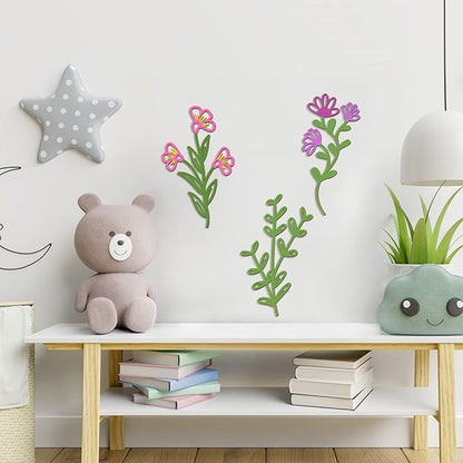 PerKoop 8 Pcs Wooden Flowers Wall Decor Boho Wildflowers Hanging Sculpture Wood Floral Cutouts for Nursery Bedroom Living Room Housewarming Gifts for Home Decorations(Elegant Style)