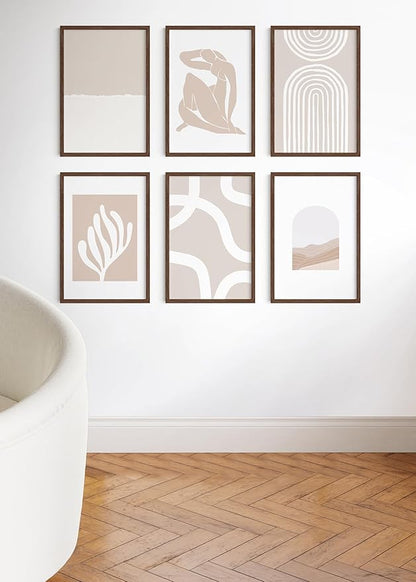 HAUS AND HUES Walnut Wood 20x30 Poster Frames - Set of 9, Natural Frames with Plexiglass and Hanging Hardware (Walnut Oak Frames)