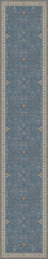 Hazo Haus Neutral Blue Washable 3x16 Extra Long Hallway Runner Rug, Boho Washable Large Kitchen Floor Rug Indoor, Non-Slip Stain & Fade Resistant, Vintage Unique Floral Décor