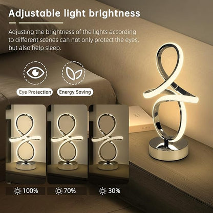 EIDISUNY Modern RGB Table Lamps, Multicolor Changing Spiral Bedside Lamp with Remote&APP, Cool Table Lamp, Dimmable LED Nightstand Lamp with Music Rhythm Modes for Bedroom, Living Room, Black(2 Pack)