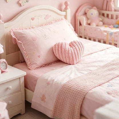 12.9 Inch Pink Heart Pillow Cute Soft Decorative Throw Pillows, Heart Shaped Fluffy Faux Fur Pillows Cushions for Couch Sofa Bed Bedroom Room Home Decor Aesthetic (1, Pink, Small-12.9"x9.5")