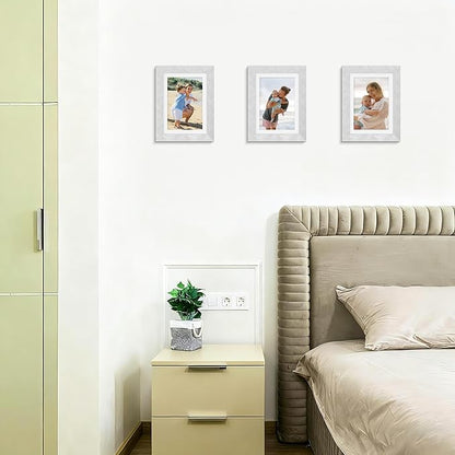 Picrit 5x7 Picture Frame Set of 12, Display 4x6 with Mat or 5x7 without Mat, Photo Frames for Wall Mounting or Table Top Display, Silver