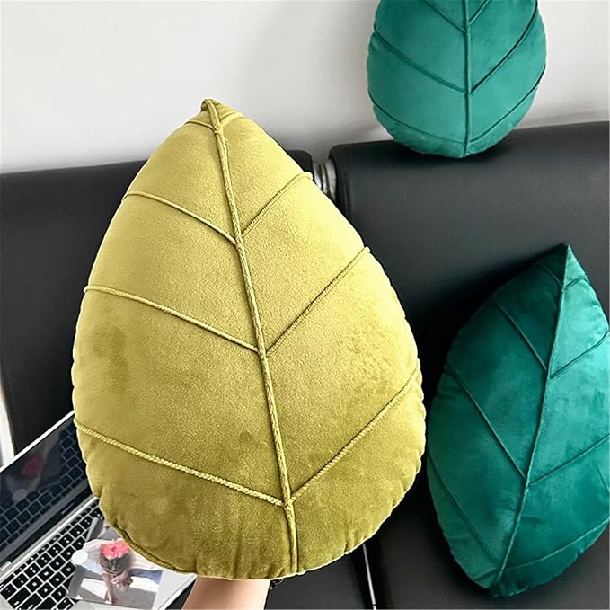 Leaf Pillow,3D Leaf Shaped Plant Pillows Green Tropical Plant Cushion for Sofa Office Bedroom Home Decor Green (19.7"x11.8")