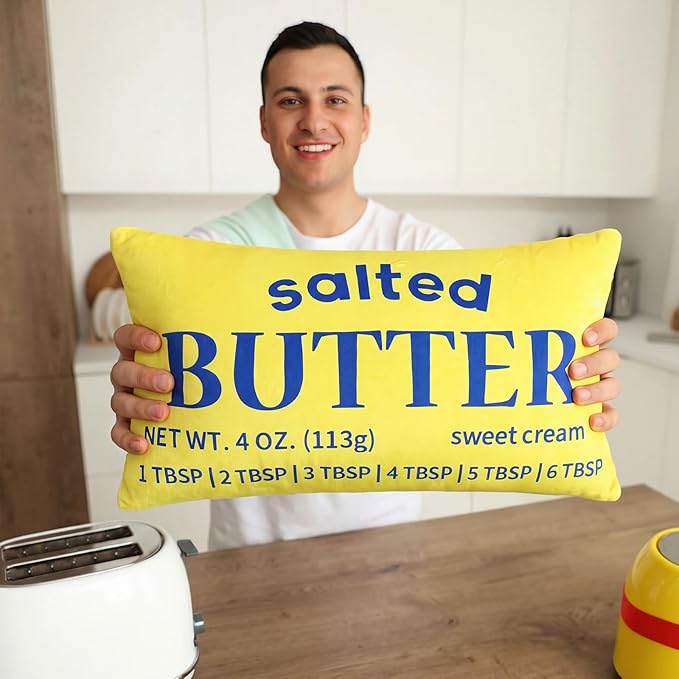 Newwiee 2 Pcs Butter Stick Rectangular Pillow Butter Lover Funny Foodie Baking Throw Pillow Decorative Cushion for Living Room Bedroom Kitchen Farmhouse Dorm Decor Foodie Food Lover Gifts