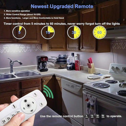 LDOPTO Under Cabinet Lights Wireless Battery Operated Lights with Remote Control LED Closet Lights Counter Wall Lights Without Wiring with Remote for Kitchen Shelf Hallway, Multiple Colors 2 Pack