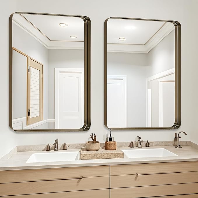 Fabuday Bathroom Mirror Over Sink - 40x30 Inch Bronze Wall Mirror with Aluminum Alloy Frame, Rectangle Vanity Mirror for Bedroom, Living Room, Entryway, Farmhouse