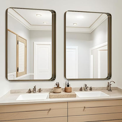Fabuday Bathroom Mirror Over Sink - 40x30 Inch Bronze Wall Mirror with Aluminum Alloy Frame, Rectangle Vanity Mirror for Bedroom, Living Room, Entryway, Farmhouse