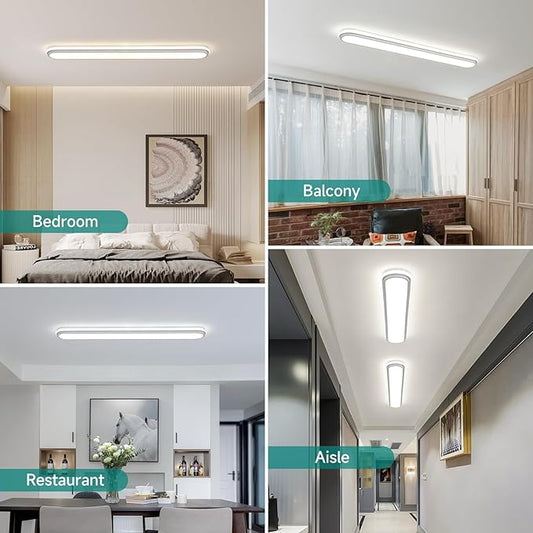 Smart 4Ft Linear LED Ceiling Light, 68W Dimmable Flush Mount Wraparound Fixture with Remote Control, Modern Metal Design, Suitable for Energy-Saving LED Lighting for Home Use