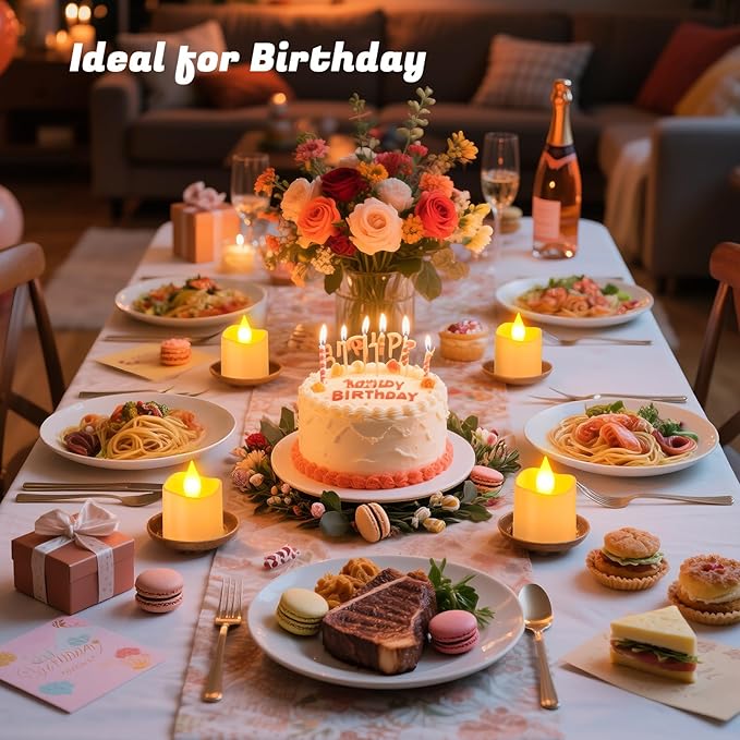 PChero Rechargeable Flameless Candles with Remote Timer & Charging Base, 12 Pack Votive Candles Battery Operated Tea Lights Flickering, LED Tealights for Home Wedding Halloween Fall Christmas Decor