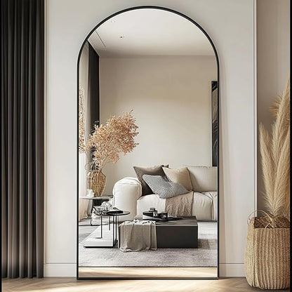 78''x38'' Oversized Full Length Mirrors, Arched Floor Mirror with Stand, Full Body Large Standing Mirror/Leaning/Hanging Wall Mounted for Living Room, Bedroom, Black