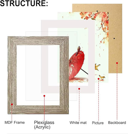 xnlkros Picture Frame Set 10 pack, Farmhouse Photo Frames, Gallery Wall Frame Collage, 8x10 5x7 4x6 Frames in 3 Different Finishes Picture Frames For Wall or Desk,Gray