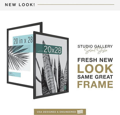 MCS Studio Gallery 20x28 Poster Frame Black Woodgrain Engineered Wood, Vertical & Horizontal Wall Hanging Large Picture Frame for Photos, Posters & Art Prints (1-Pack)