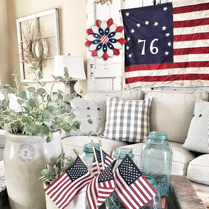 hogardeck 4th of July Decorations Outdoor, Red White Blue Metal Flower Wall Art for Fourth of July Decor, 3D Metal Floral Patriotic Decorations for Yard Garden Home Indoor