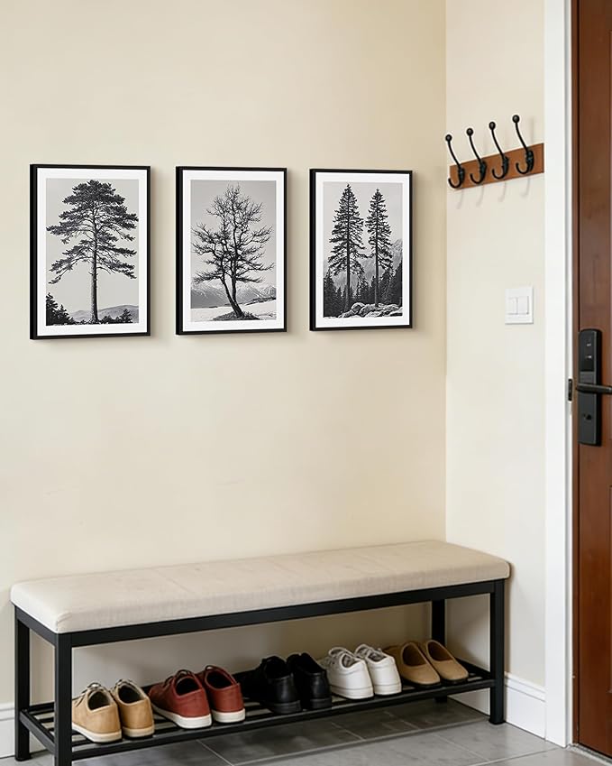 Drsoum Vintage Black Gray Tree Wall Art Framed Antique Retro Forest Prints Modern Rustic Artwork Bedroom Farmhouse Ready to Hang 11x14in Black Framed