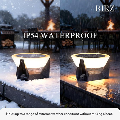 7.09" Solar Lanterns Outdoor Waterproof, 3000K Modern Unique Floor Lamp, Remote Control Outdoor Patio Floor Lamp, IP54 Waterproof Patio Lantern, Smart Solar Powered Porch Lantern for Patio Garden