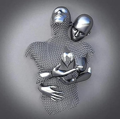 3D Wall Art Decor Artwork Figure Statue Modern Art Canvas Painting,Large Wall Art for Bathroom Bedroom Decoration (Hold Gray Heart)