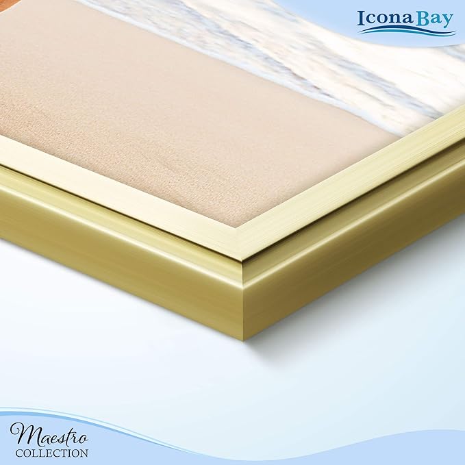 Icona Bay Combination Gold Picture Frames Set - 10 PC (Five 4x6, Three 5x7, Two 8x10), Classy Contemporary Style, Maestro Collection for Wall Gallery