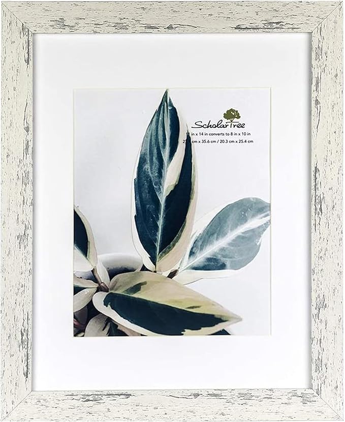 Rustic White Wooden 11x14 Picture Frame, Display 11x14 without Mat or 8x10 with Mat，Wall Gallery Photo Frames