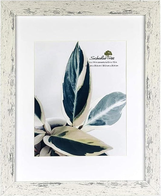 Rustic White Wooden 11x14 Picture Frame, Display 11x14 without Mat or 8x10 with Mat，Wall Gallery Photo Frames