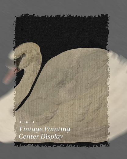 HUARCEY Gold Framed Vintage Wall Art for Living Room, Grace Swan Art Painting Pictures Rustic Animal Bathroom Prints Farmhouse Wall Decor Canvas Swan Shelf Decor for Kitchen Bedroom (Zwaan 16"x24")