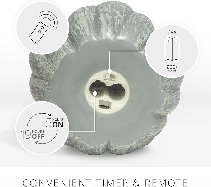 Luminara Pumpkin Figural Flameless Flickering Moving Flame LED Candle (5.25" x 4.5"), Smooth Real Unscented Wax, Time Function (Iceberg Green)