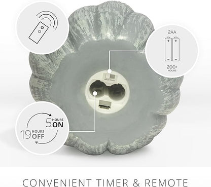 Luminara Pumpkin Figural Flameless Flickering Moving Flame LED Candle (5.25" x 4.5"), Smooth Real Unscented Wax, Time Function (Iceberg Green)