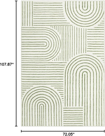 Lahome Abstract 6x9 Area Rugs, Soft Boho Rug for Living Room Bedroom, Ultra-Thin Non Slip Boho Green Washable Throw Carpet for Dining Room Office Darrell, Green