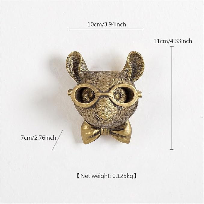 Animal Heads Wall Decor, Deer Head Wall Mount, Resin Animal Sculptures Head Wall Hanging Decoration for Family Living Room Bedroom Bathroom Kitchen Gift (Rat)