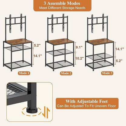 23 Inch to 50 Inch Floor Small Corner TV Stand with Storage Shelves for Living Room Bedroom, Universal Floor Television Stands with Mount, Rustic Brown Corner TV Table Desk Shelf for Small Space