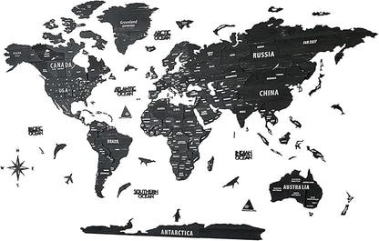 Colorfull Worlds, Multilayer 3D Wooden World Map, Travel Map States and Capitals, Wall Decor For New House, Gift For Travelers, Office Decor, Birthday Present, Living Room Decoration (2XL, Tuana)