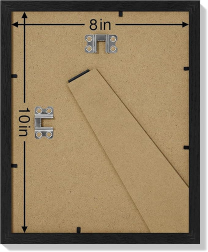 Vittanly 8x10 Picture Frames Set of 9, Display 5x7 Pictures with Mat or 8x10 without Mat, Photo Frames for Wall or Tabletop with Plexiglass, Engineered Wood, Black&Brown&Grey