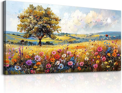 hyidecorart Canvas Wall Art For Living Room Wall Decor For Bedroom Office Decorations Field Pictures Artwork Flower Scenery Watercolour Wall Paintings Aesthetic Room Home Decor Ready to Hang