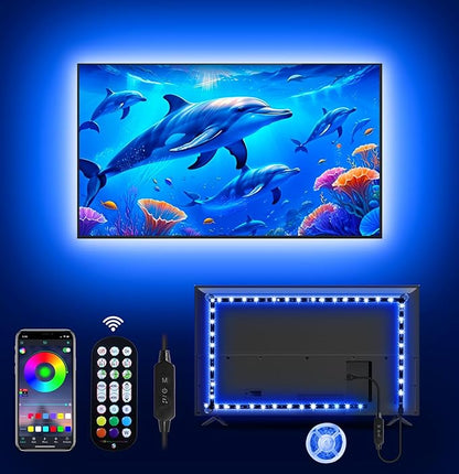 MATICOD LED Lights for TV, 13.1ft TV Lights for 45-60in, Music Sync Color Changing Tv Backlight with Bluetooth Smart App Remote Control, USB Powered RGB 5050 RGB Strip Light for Xmas Decor