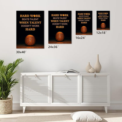 Jumong Motivational Wall Decor Basketball Canvas Wall Art Inspirational Sayings Posters Wooden Frame Encouraging Canvas Posters for Office Work Dorm Home Living Room Bedroom Classroom